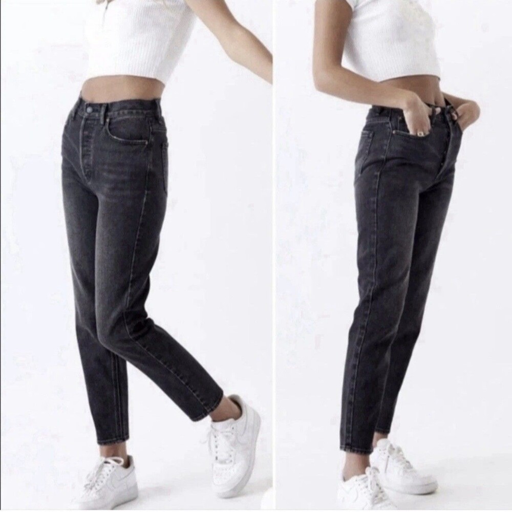 PACSUN Black Dark Ash Ultra High-Rise Slim Button Fly Women's Jeans Size 29 New